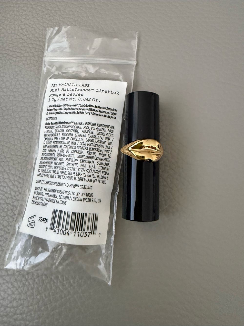 NEW TWO Pat McGrath Labs Mini MatteTrance Lipstick – Black with Gold Accent